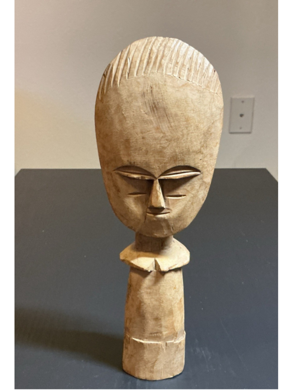 African Fertility Doll Hand Carved Wooden Figure Ghana ..10”tall